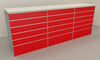 Bancone vendita per negozio con pannello dogato anteriore cm. 276x64x106h