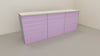 Bancone vendita per negozio con pannello dogato anteriore cm. 276x64x106h
