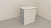 Bancone vendita dritto per negozio con pannello dogato frontale cm. 312x64x106h