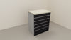 Banco vendita per negozio in metallo con pannello dogato frontale cm. 92x64x106h