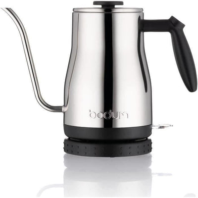BODUM - BISTRO Bollitore elettrico con beccuccio lungo, 1.200 W, 1,0 l, acciaio inox