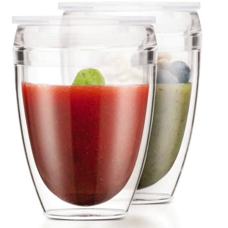 Set 2 tazze BODUM - Pavina To Go - Plastica a doppia parete - Coperchio ermetico - 30 cl - Trasparente