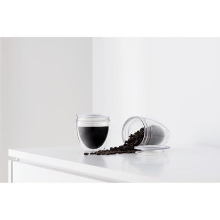 Set 2 tazze BODUM - Pavina To Go - Plastica a doppia parete - Coperchio ermetico - 30 cl - Trasparente