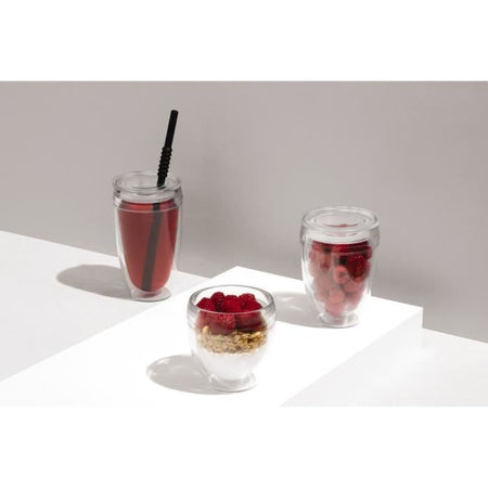 Set 2 tazze BODUM - Pavina To Go - Plastica a doppia parete - Coperchio ermetico - 30 cl - Trasparente