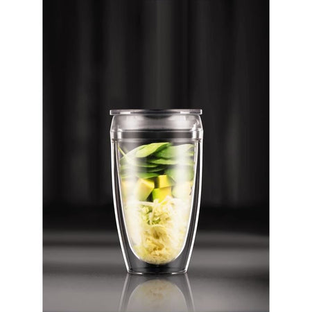 Set 2 tazze BODUM - Pavina To Go - Plastica a doppia parete - Coperchio ermetico - 40 cl - Trasparente