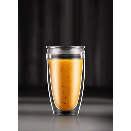 Set 2 tazze BODUM - Pavina To Go - Plastica a doppia parete - Coperchio ermetico - 40 cl - Trasparente