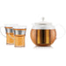 Teiera French press - BODUM - ASSAM SET - 1,0 l con filtro in acciaio inox, coperchio in plastica + 2 tazze in vetro con manico in acciaio inox 0,35 l