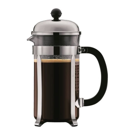 BODUM CHAMBORD Set da caffè a pistone - 8 tazze - 1L - Grigio - Con 2 bicchieri a doppia faccia Pavina 0,35l