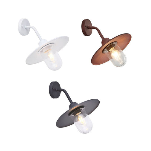 Applique da parete in acciaio con Diffursore in Vetro - IP44 - Attacco E7 - Colore CORTEN