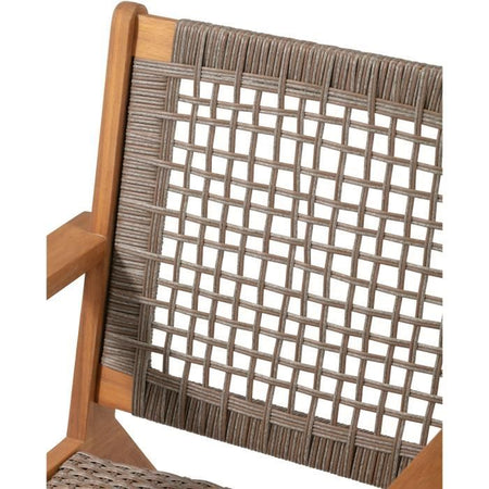 Poltrona bassa da giardino in legno di Acacia FSC e resina wicker - BORA - L60xP76xH73 cm