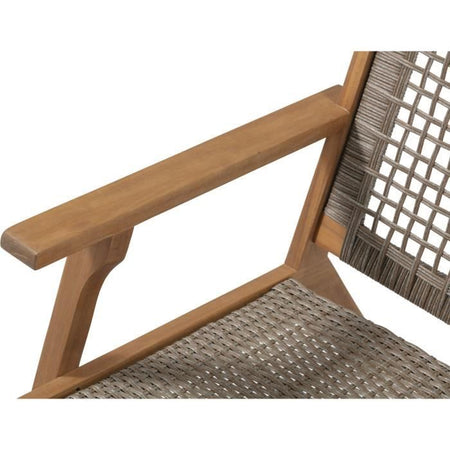 Poltrona bassa da giardino in legno di Acacia FSC e resina wicker - BORA - L60xP76xH73 cm