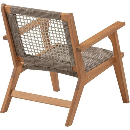 Poltrona bassa da giardino in legno di Acacia FSC e resina wicker - BORA - L60xP76xH73 cm