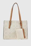 Borsa tote in ecopelle stampa logo | Verde Fashion