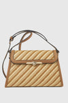 Borsa a spalla in rafia a righe intrecciate | Verde Fashion