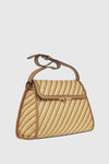 Borsa a spalla in rafia a righe intrecciate | Verde Fashion
