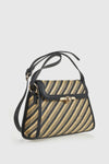 Borsa a spalla in rafia a righe intrecciate | Verde Fashion