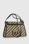 Borsa a spalla in rafia a righe intrecciate | Verde Fashion