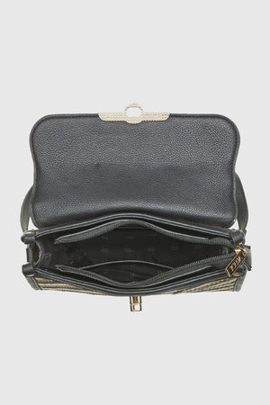 Borsa a spalla in rafia a righe intrecciate | Verde Fashion