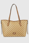 Borsa a spalla in rafia a righe intrecciate | Verde Fashion