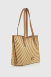 Borsa a spalla in rafia a righe intrecciate | Verde Fashion