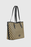 Borsa a spalla in rafia a righe intrecciate | Verde Fashion
