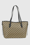Borsa a spalla in rafia a righe intrecciate | Verde Fashion