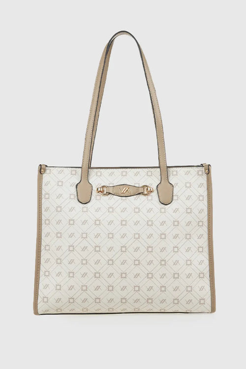 Borsa a spalla in ecopelle stampa logo | Verde Fashion