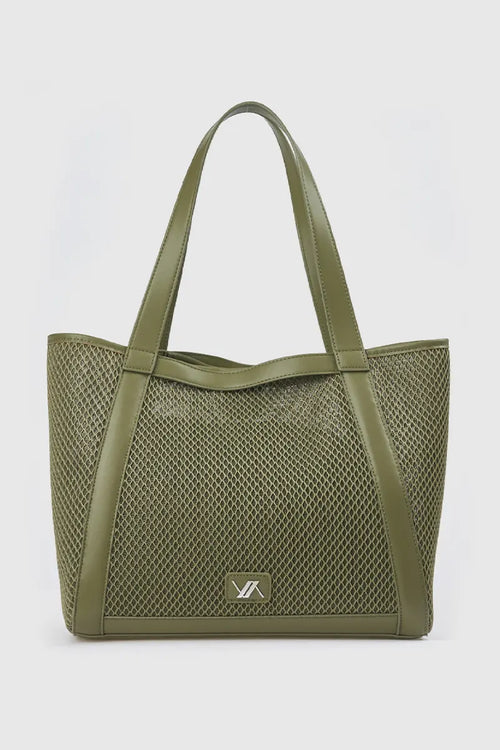 Borsa a spalla in tessuto traforato | Verde Fashion