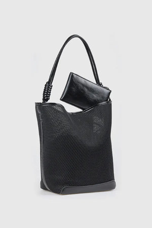 Borsa a spalla hobo in tessuto traforato | Verde Fashion