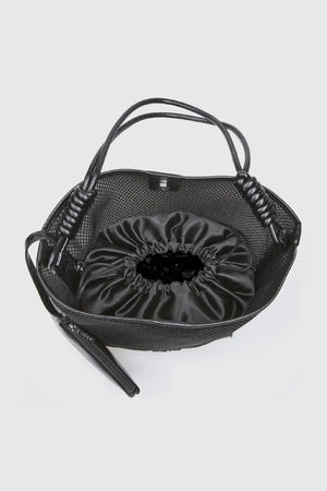 Borsa a spalla hobo in tessuto traforato | Verde Fashion