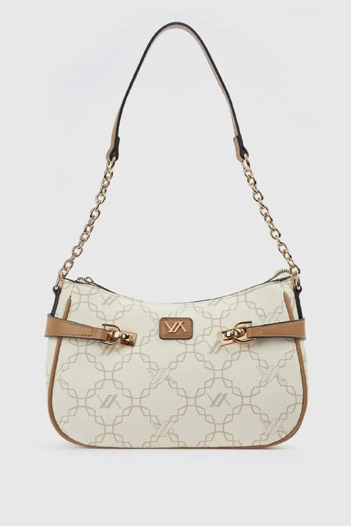 Borsa a spalla in ecopelle stampa logo | Verde Fashion