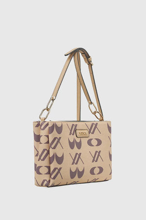 Borsa a tracolla in ecopelle stampa logo | Verde Fashion