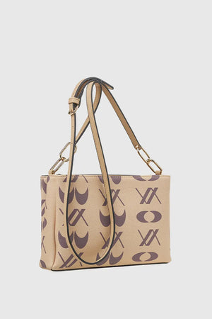 Borsa a tracolla in ecopelle stampa logo | Verde Fashion