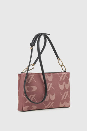 Borsa a tracolla in ecopelle stampa logo | Verde Fashion