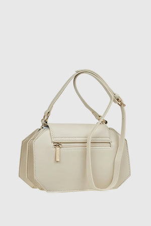 Borsa a tracolla design geometrico in ecopelle | Verde Fashion