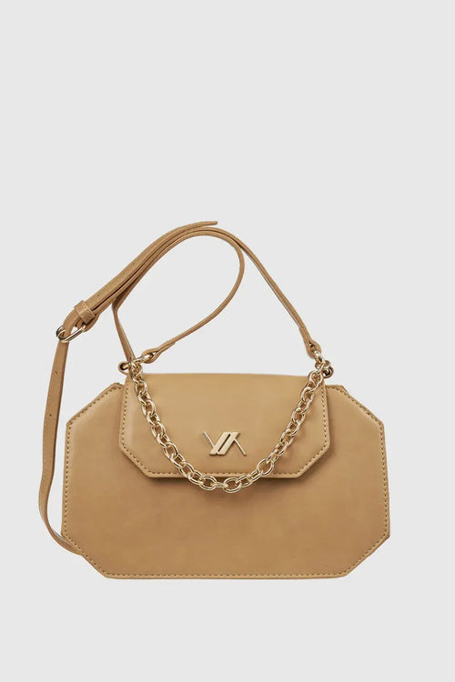 Borsa a tracolla design geometrico in ecopelle | Verde Fashion