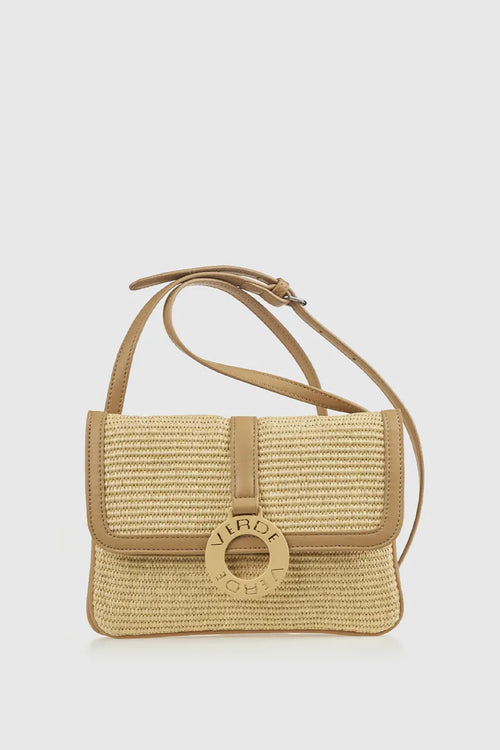 Borsa a tracolla in ecopelle effetto rafia | Verde Fashion