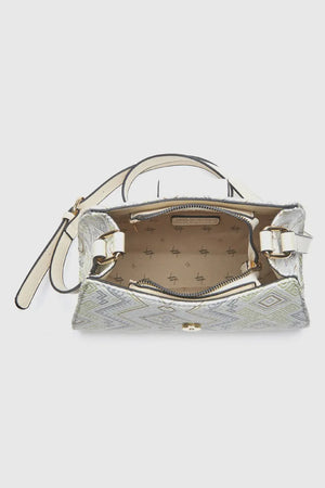 Borsa a tracolla in tessuto motivo etnico | Verde Fashion