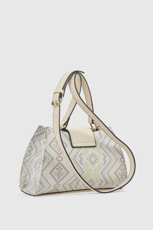 Borsa a tracolla in tessuto motivo etnico | Verde Fashion