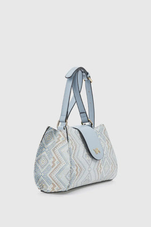 Borsa a tracolla in tessuto motivo etnico | Verde Fashion