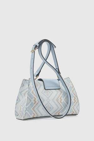 Borsa a tracolla in tessuto motivo etnico | Verde Fashion