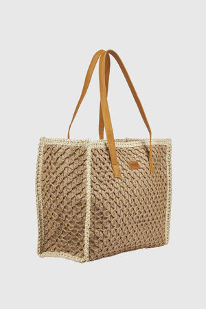 Borsa mare in paglia texture traforata | Verde Fashion
