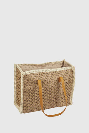 Borsa mare in paglia texture traforata | Verde Fashion