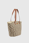 Borsa mare in paglia motivo geometrico | Verde Fashion