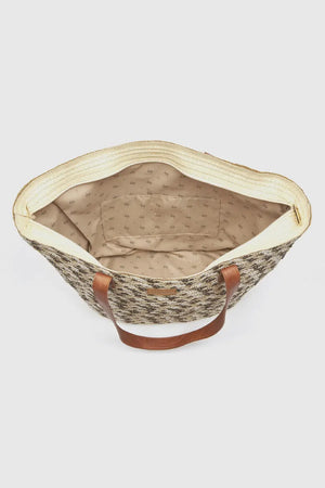 Borsa mare in paglia motivo geometrico | Verde Fashion