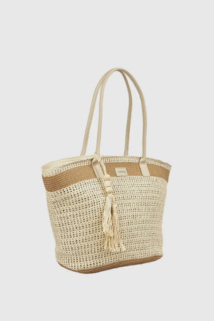 Borsa mare in paglia bicolore | Verde Fashion