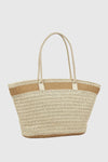 Borsa mare in paglia bicolore | Verde Fashion