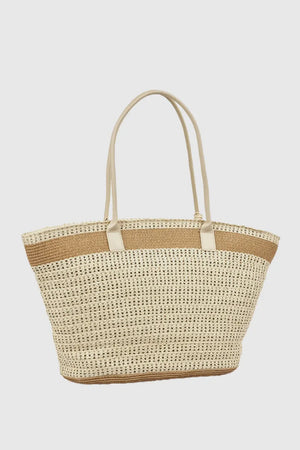 Borsa mare in paglia bicolore | Verde Fashion