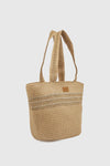 Borsa mare in paglia con dettagli orizzontali | Verde Fashion
