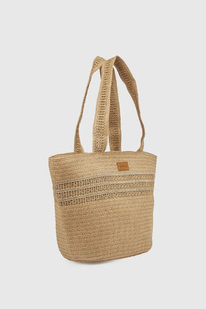 Borsa mare in paglia con dettagli orizzontali | Verde Fashion